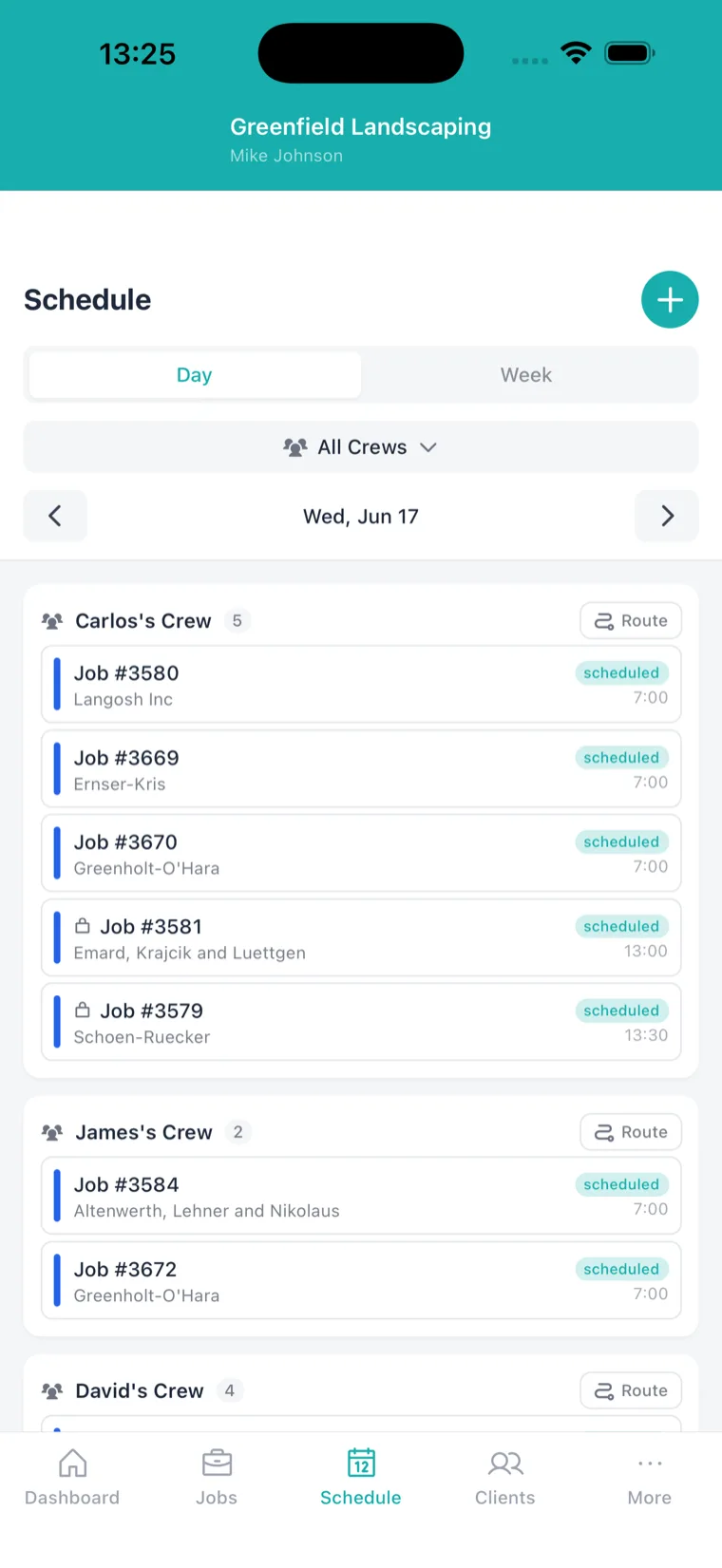 Horarios de cuadrillas