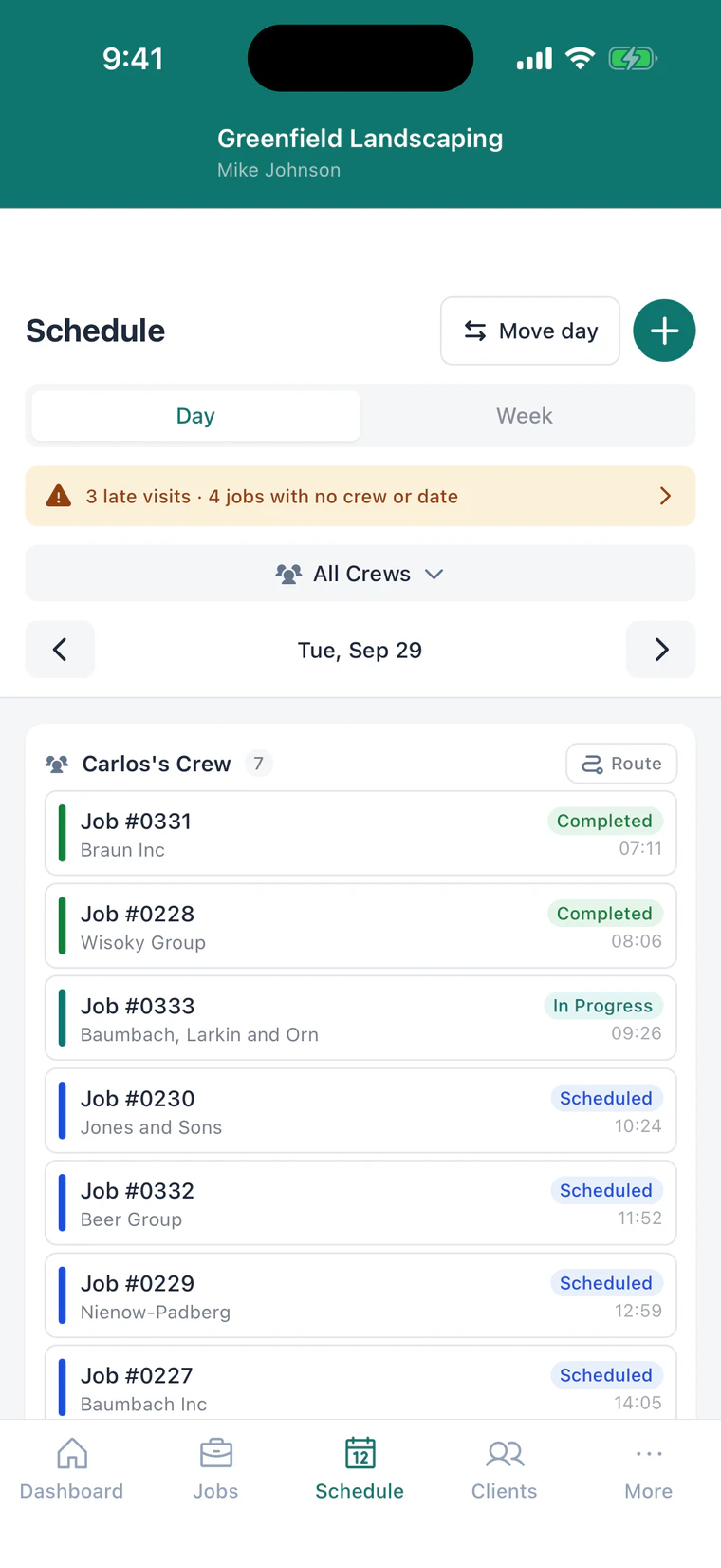 Crew schedules