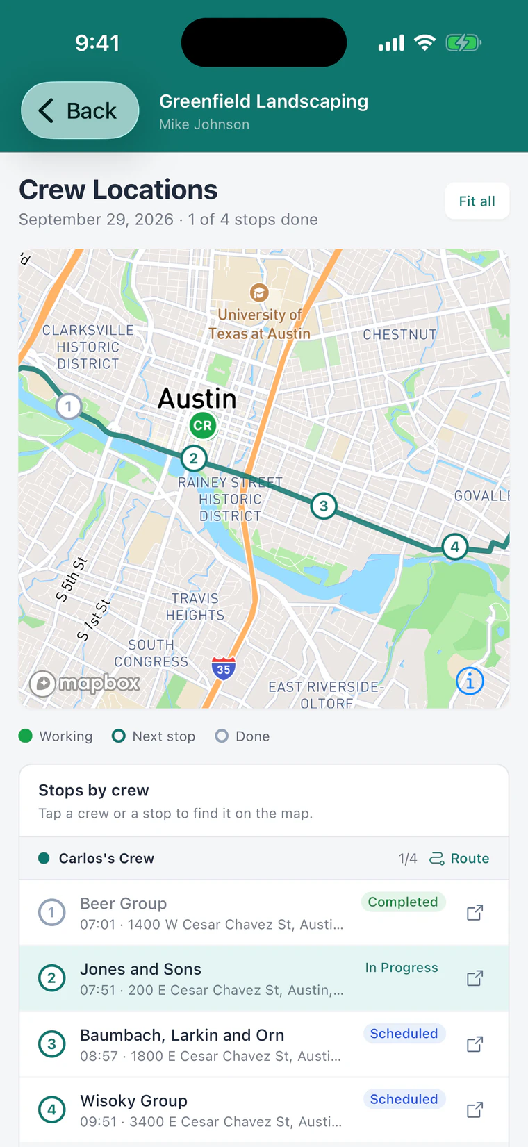 Real-time crew tracking
